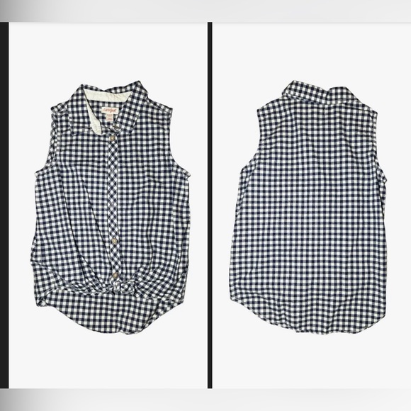 Cat & Jack Other - Cat & Jack Girls Collared Sleeveless Tank Top Navy Blue/White Plaid M (7/8)
